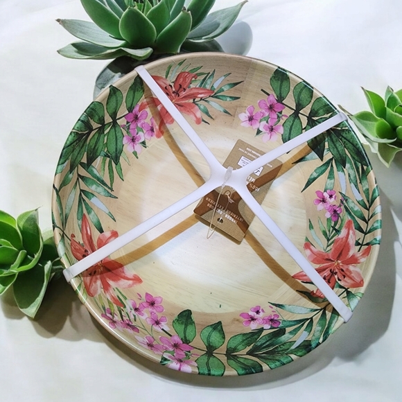 Tommy Bahama Tropical 4 Melamine Pasta Soup Salad Wood Finish Bowls - Picture 1 of 2